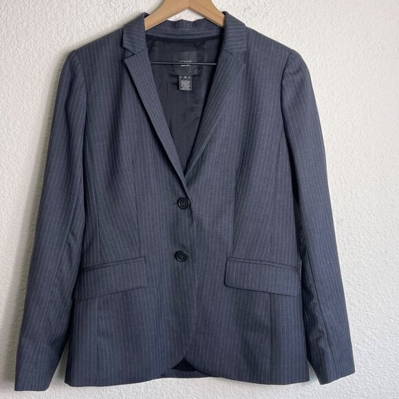 J. Crew Women Super 120  Wool Grey Pin Strip Jacket Blazer Size 6 - Picture 7 of 12